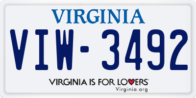 VA license plate VIW3492