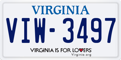 VA license plate VIW3497