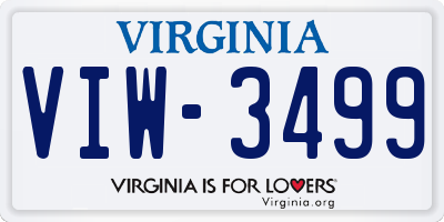 VA license plate VIW3499