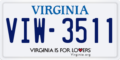 VA license plate VIW3511