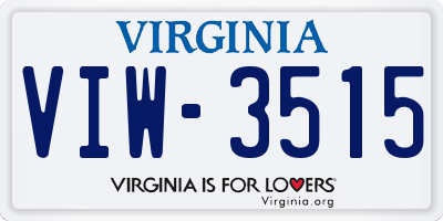 VA license plate VIW3515