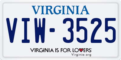 VA license plate VIW3525