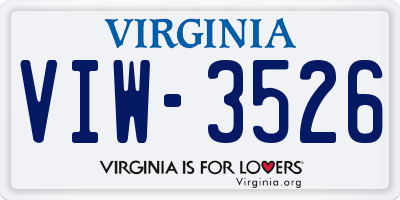 VA license plate VIW3526