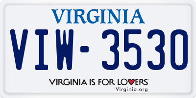 VA license plate VIW3530