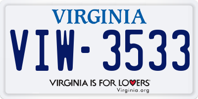 VA license plate VIW3533
