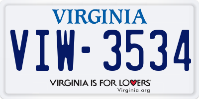 VA license plate VIW3534