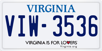 VA license plate VIW3536