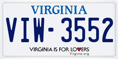 VA license plate VIW3552