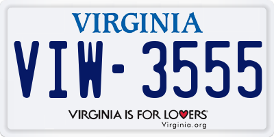 VA license plate VIW3555