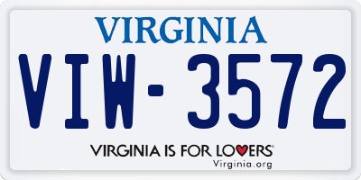 VA license plate VIW3572