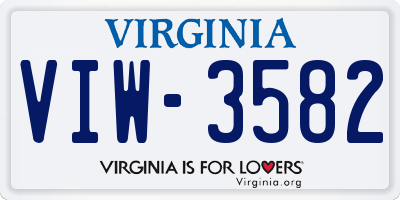VA license plate VIW3582