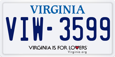 VA license plate VIW3599