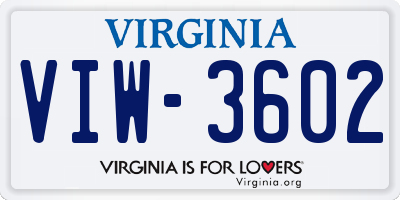 VA license plate VIW3602