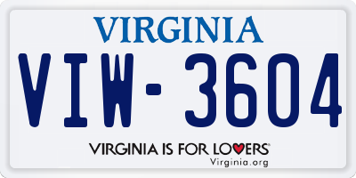 VA license plate VIW3604