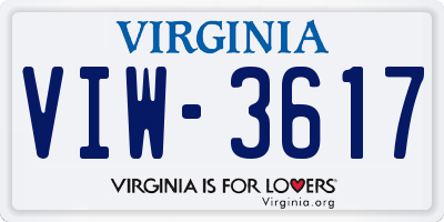VA license plate VIW3617