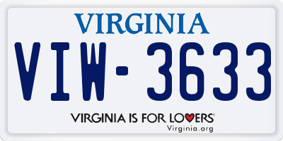 VA license plate VIW3633