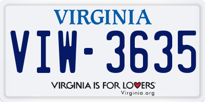 VA license plate VIW3635