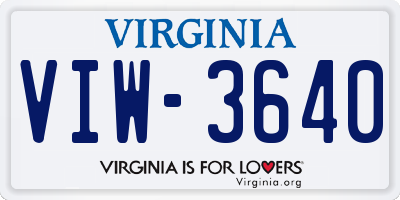 VA license plate VIW3640
