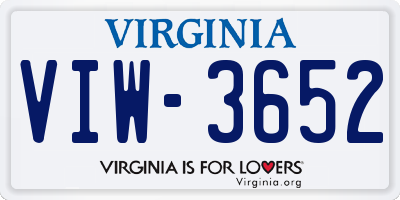 VA license plate VIW3652