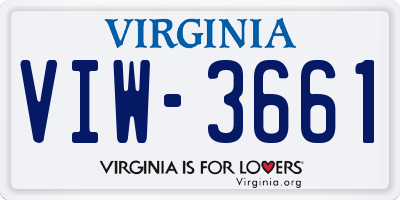VA license plate VIW3661