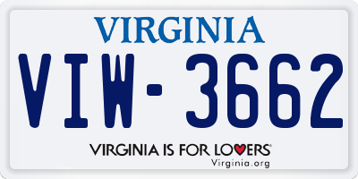 VA license plate VIW3662