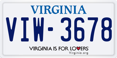 VA license plate VIW3678