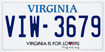 VA license plate VIW3679