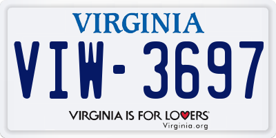 VA license plate VIW3697