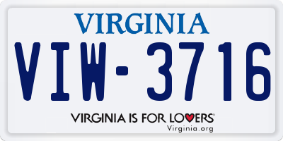VA license plate VIW3716