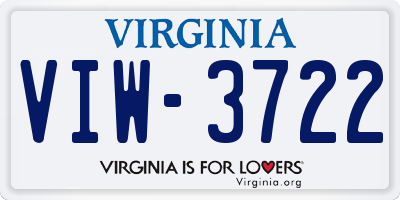 VA license plate VIW3722