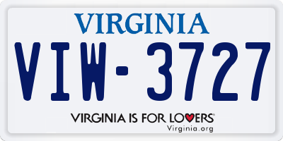 VA license plate VIW3727