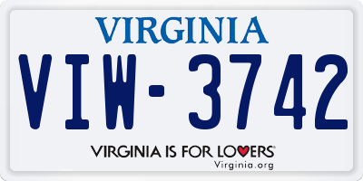 VA license plate VIW3742