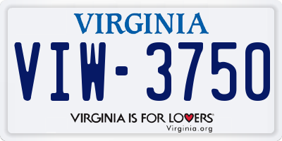 VA license plate VIW3750