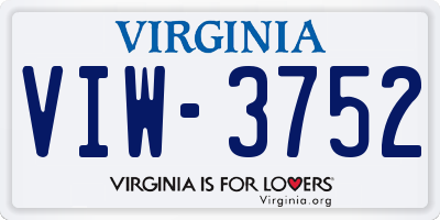 VA license plate VIW3752
