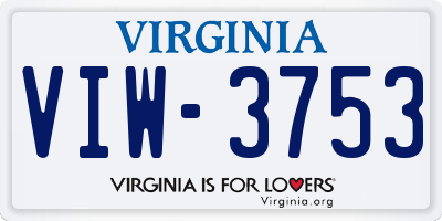 VA license plate VIW3753