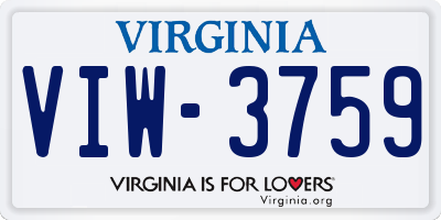 VA license plate VIW3759