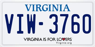 VA license plate VIW3760