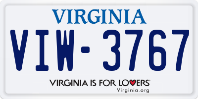 VA license plate VIW3767