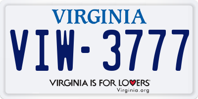 VA license plate VIW3777