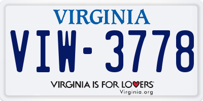VA license plate VIW3778