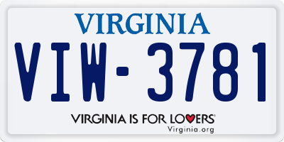 VA license plate VIW3781