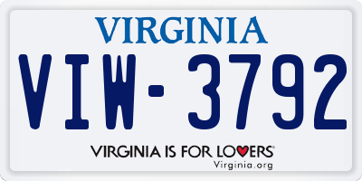 VA license plate VIW3792