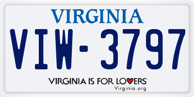 VA license plate VIW3797