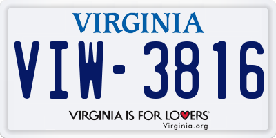 VA license plate VIW3816