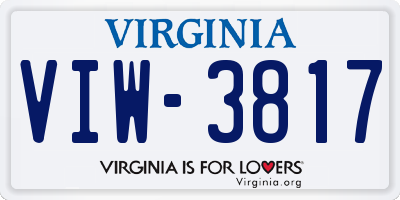 VA license plate VIW3817