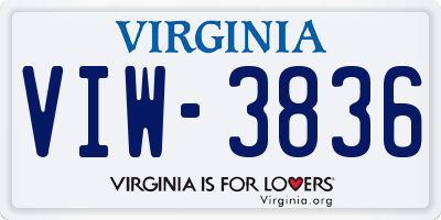 VA license plate VIW3836