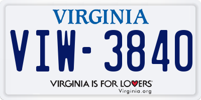 VA license plate VIW3840