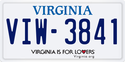 VA license plate VIW3841
