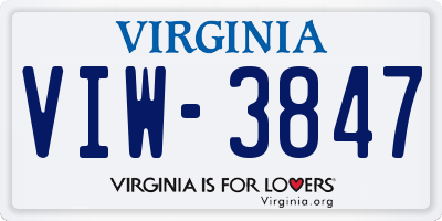VA license plate VIW3847