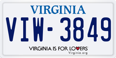 VA license plate VIW3849